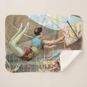 Male Acrobats Performing At A Circus Sherpa Blanket
