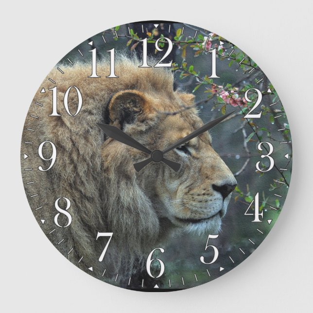 Male African Lion Big Cat Lion-Lover Wall Clock (Front)