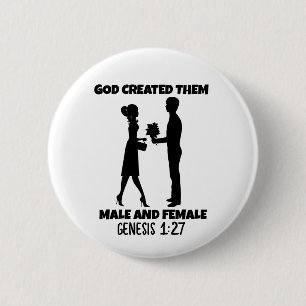 MALE AND FEMALE, Biblical marriage Christian 2 Inch Round Button