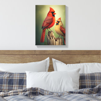 Male and female gardinals canvas print