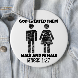 MALE AND FEMALE GENESIS CHRISTIAN GIANT BUTTONS