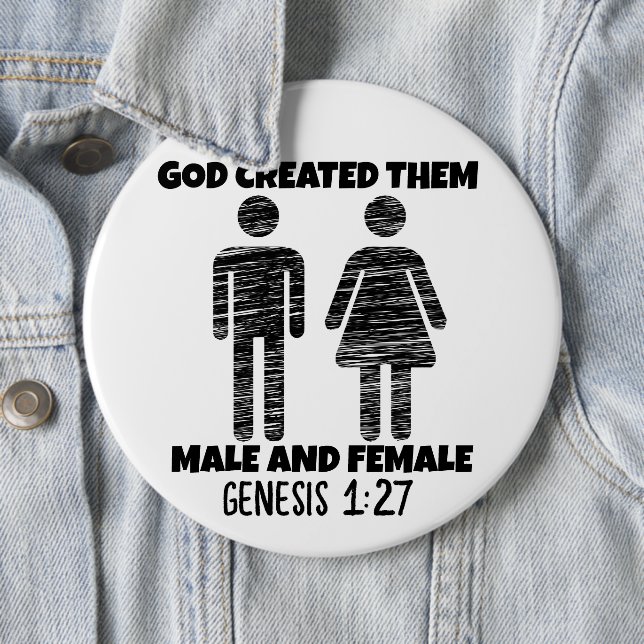 MALE AND FEMALE GENESIS CHRISTIAN GIANT BUTTONS (In Situ)
