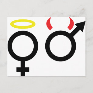 male and female icon postcard