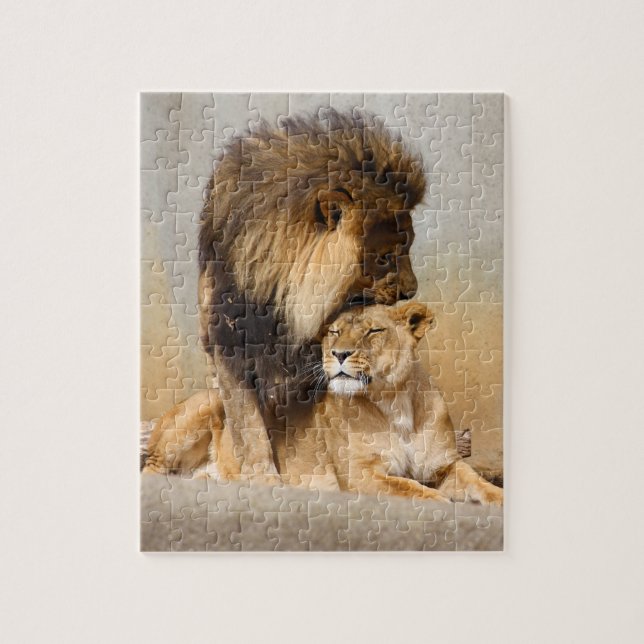 Male and Female Lion in Love Jigsaw Puzzle (Vertical)
