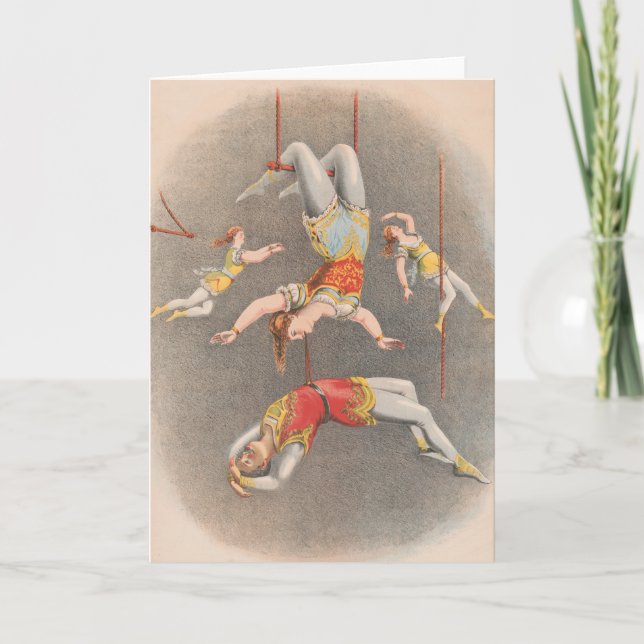 Male And Female Trapeze Performers Card (Front)