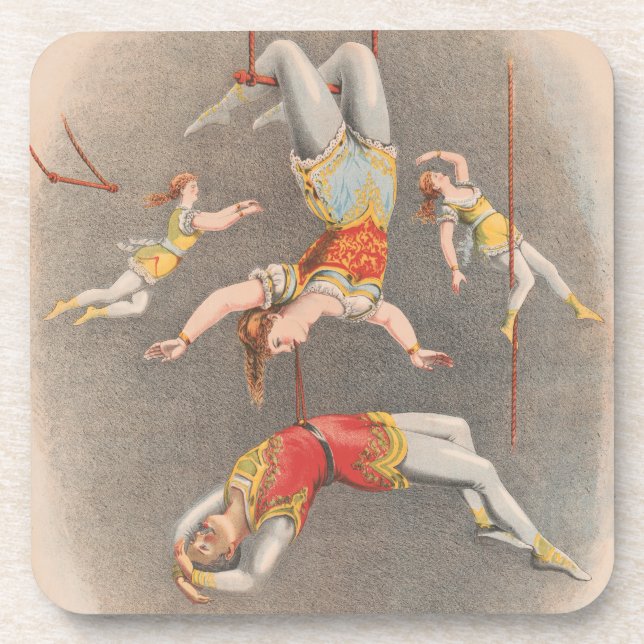 Male And Female Trapeze Performers Coaster (Front)