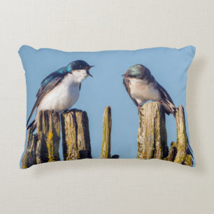 Male and female Tree Swallow Accent Pillow