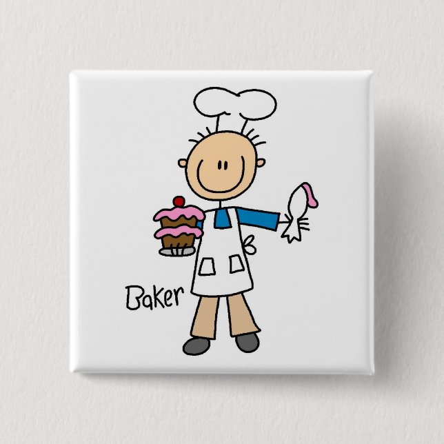 Male Baker 2 Inch Square Button (Front)
