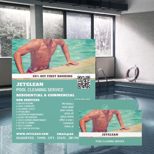 Male Bather Portrait, Swimming Pool Cleaning Flyer (Creator Uploaded)