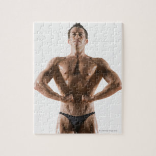 Male body builder flexing and posing jigsaw puzzle