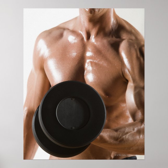 Male body builder flexing lifting weight poster (Front)