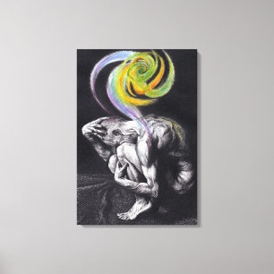 Male body surreal pencil art Wrapped canvas