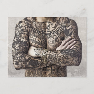 Male Body Tattoo Photograph Postcard
