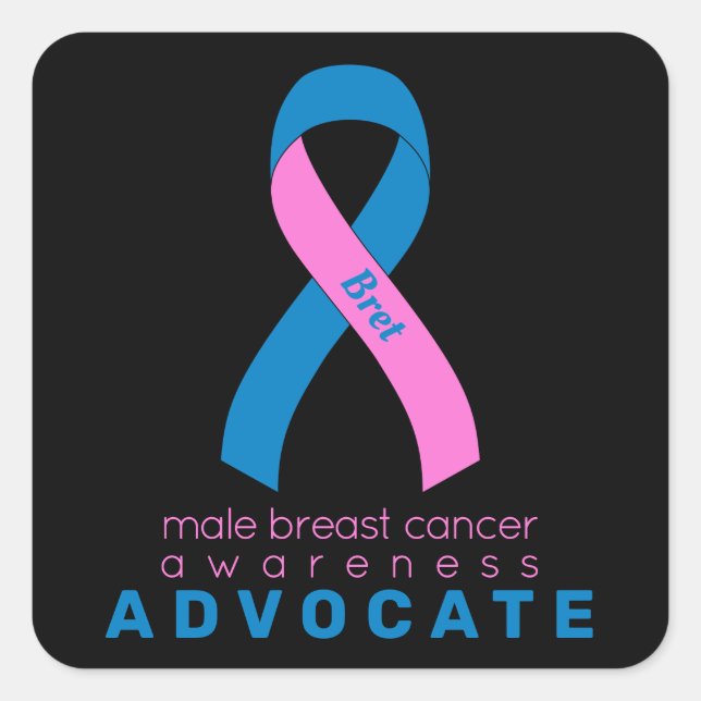 Male Breast Cancer Advocate Black Square Sticker (Front)