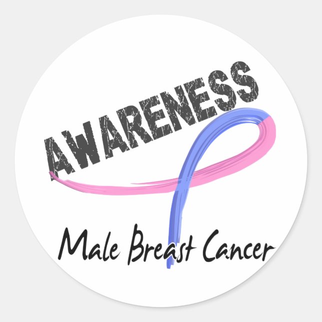 Male Breast Cancer Awareness 3 Classic Round Sticker (Front)