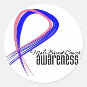 Male Breast Cancer Awareness Grunge Ribbon Classic Round Sticker