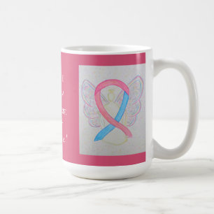 Male Breast Cancer Awareness Ribbon Angel Mug