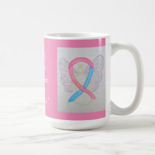 Male Breast Cancer Awareness Ribbon Angel Mug