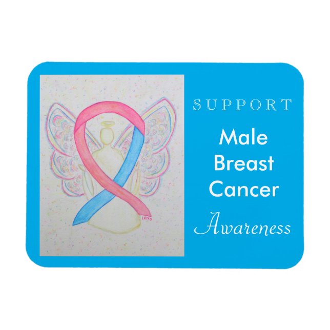 Male Breast Cancer Awareness Ribbon Gift Magnets (Horizontal)