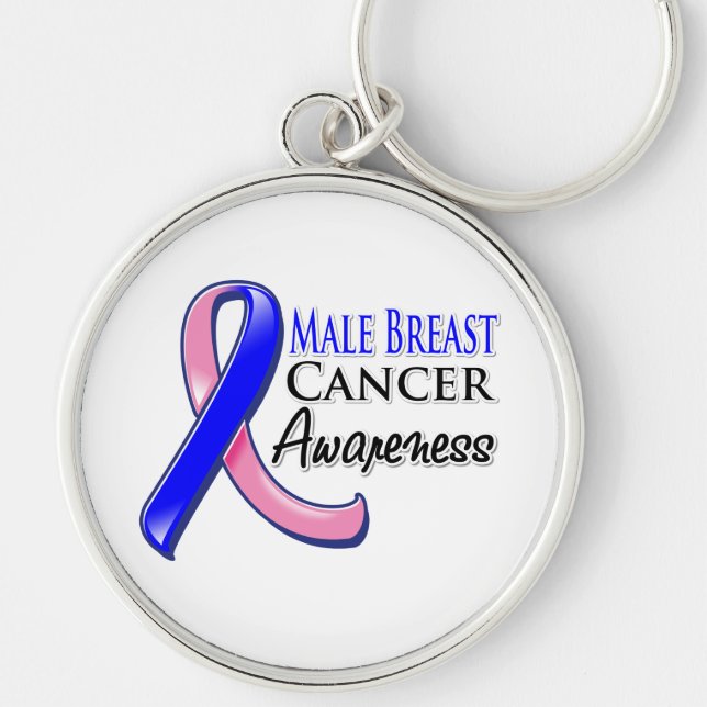 Male Breast Cancer Awareness Ribbon Keychain (Front)