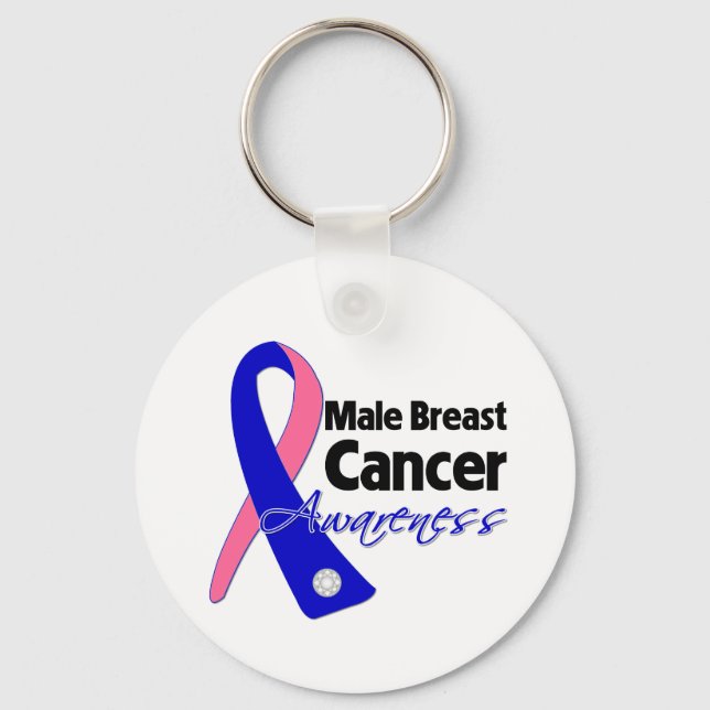 Male Breast Cancer Awareness Ribbon Keychain (Front)