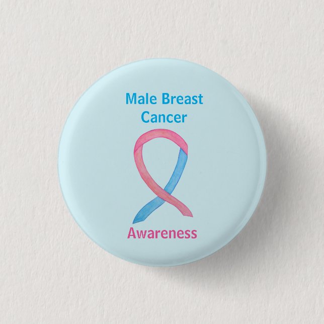 Male Breast Cancer Blue and Pink Customized Pins (Front)