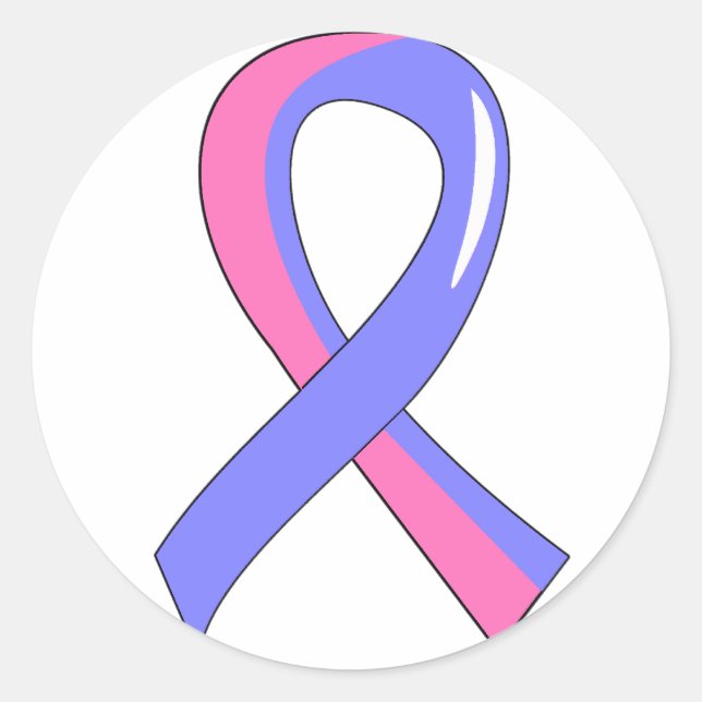 Male Breast Cancer Blue Pink Ribbon 3 Classic Round Sticker (Front)