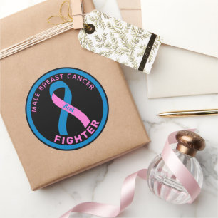 Male Breast Cancer Fighter Ribbon Black Classic Round Sticker