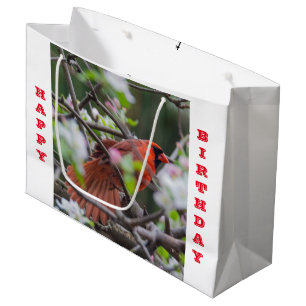 Male Cardinal in Springtime Large Gift Bag