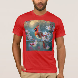 Male Cardinal in the Moonlight Cherry Blossoms T-Shirt