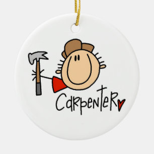 Male Carpenter Ceramic Ornament