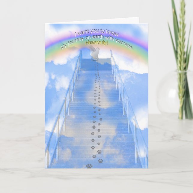 Male Cat Sympathy Card - Stairway to Heaven (Front)