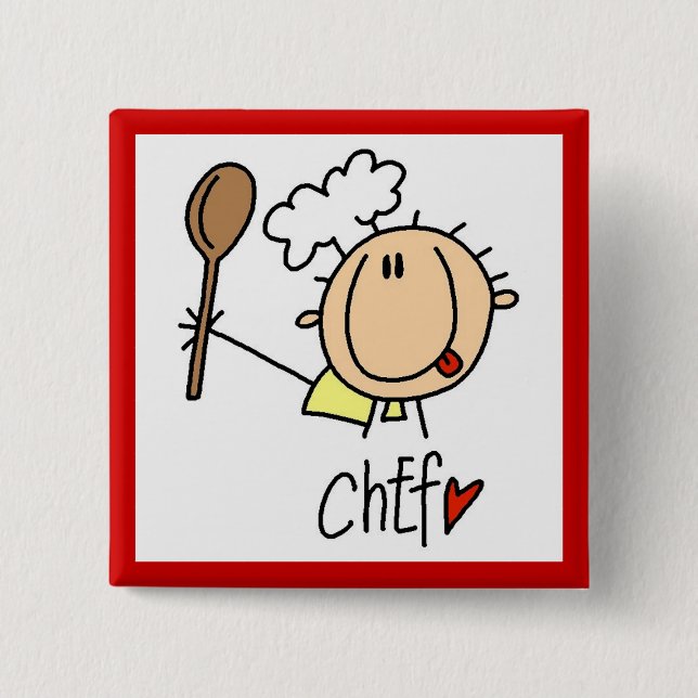 Male Chef 2 Inch Square Button (Front)