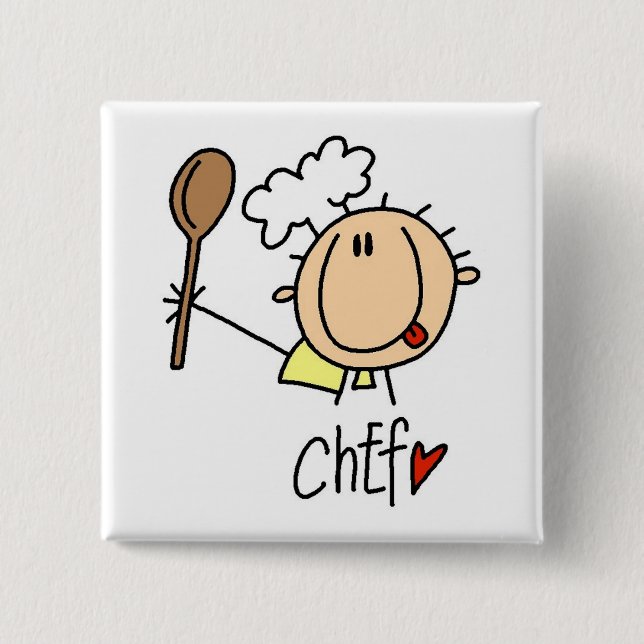 Male Chef 2 Inch Square Button (Front)