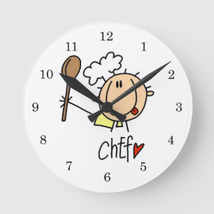 Male Chef Round Clock