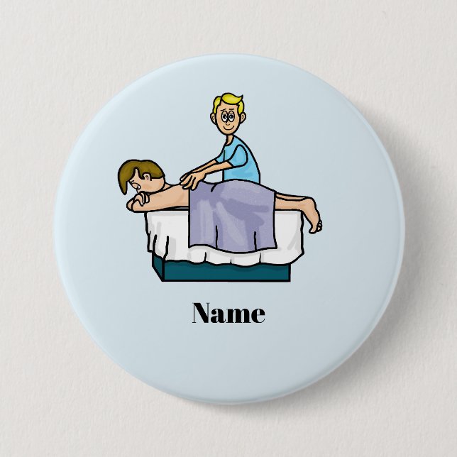 Male Chiropractor or Masseuse Name Button (Front)