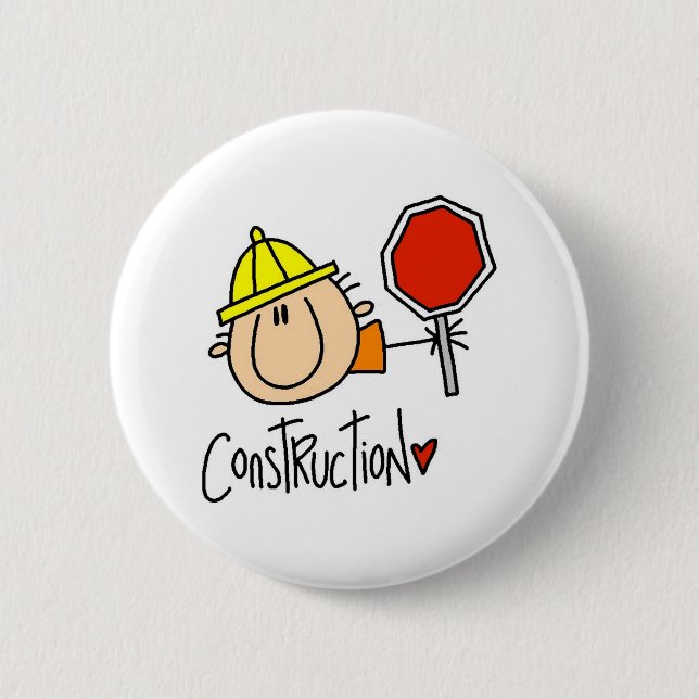 Male Construction Worker 2 Inch Round Button (Front)