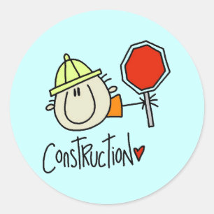 Male Construction Worker Classic Round Sticker