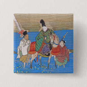 Male Courtier on Horseback Crossing River (1839) 2 Inch Square Button