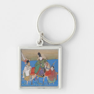 Male Courtier on Horseback Crossing River (1839) Keychain