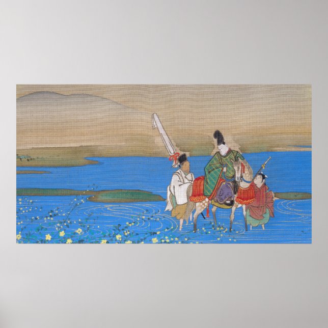 Male Courtier on Horseback Crossing River (1839) Poster (Front)