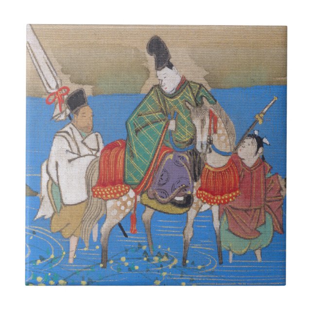 Male Courtier on Horseback Crossing River (1839) Tile (Front)
