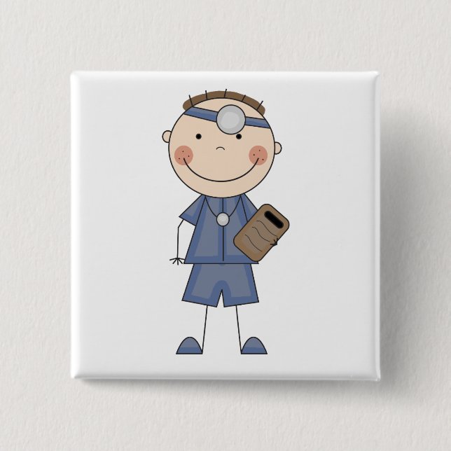 Male Doctor T-shirts and Gifts 2 Inch Square Button (Front)