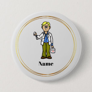 Male Doctor with Stethoscope Button