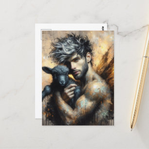 Male Fairy With Black Lamb Postcard