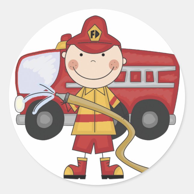 Male Firefighter T-shirts and Gifts Classic Round Sticker (Front)