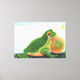 Male frog sing a song to attract a mate  canvas print