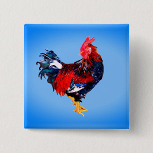 male gallinaceous ,rooster 2 inch square button
