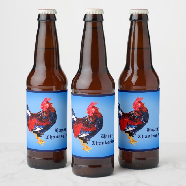male gallinaceous ,rooster Personalized Beer Bottle Label (Bottles)