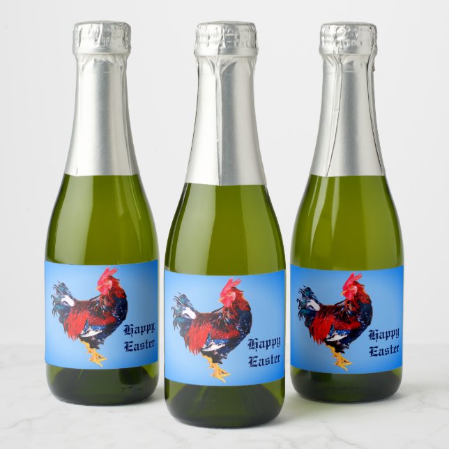 male gallinaceous ,rooster Personalized Sparkling Wine Label (Bottles)
